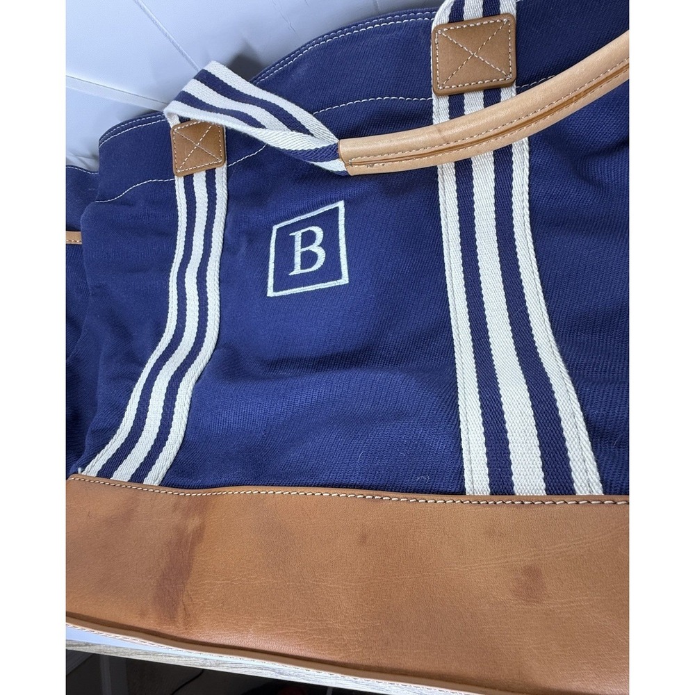 POTTERY BARN KIDS Navy Blue DIAPER BAG Canvas Baby Duffle Tote Leather Classic B - Picture 9 of 15
